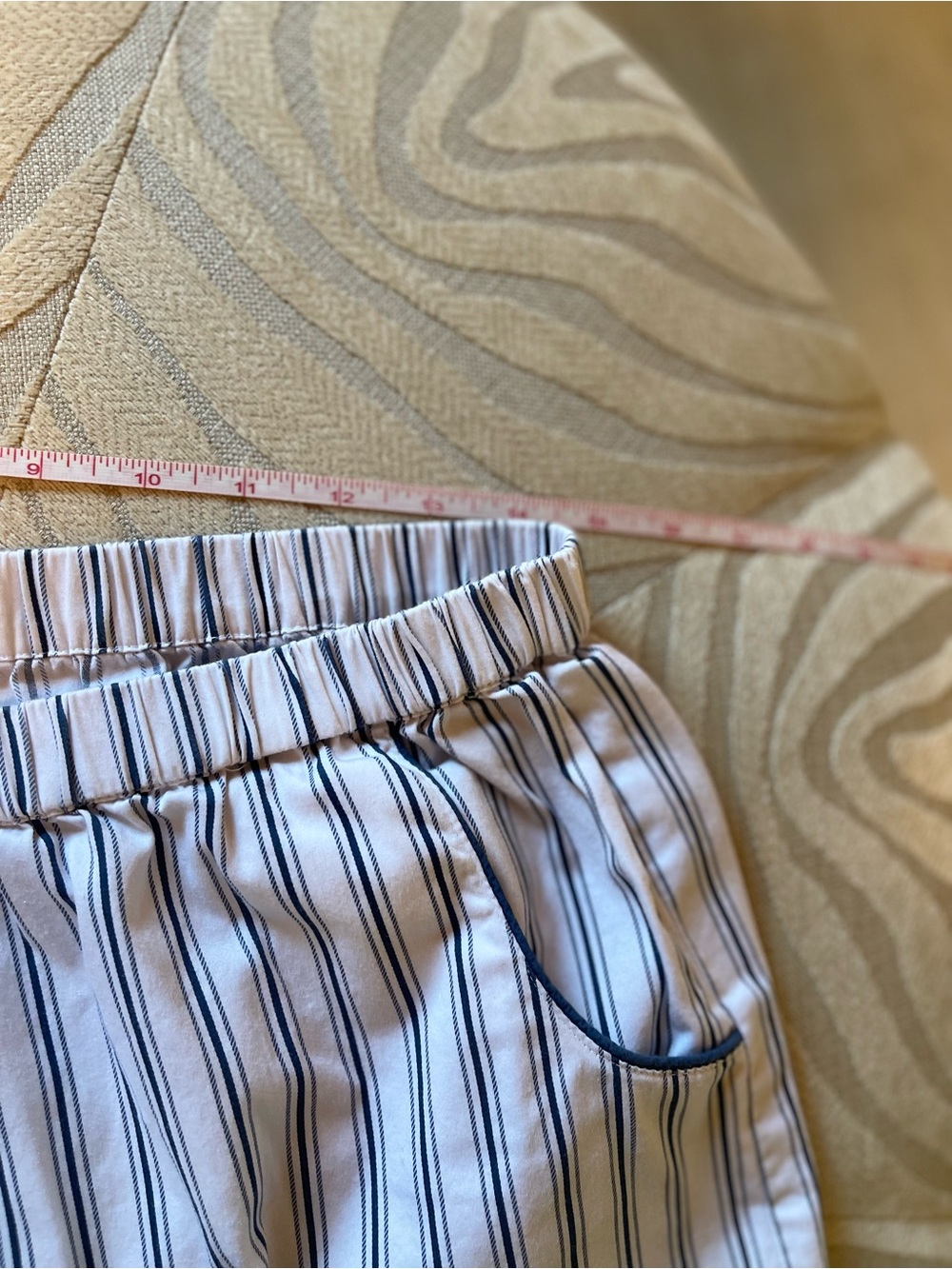 Classic Stripe Cotton-Blend Pajama Set in White and Blue - Picture 6 of 9